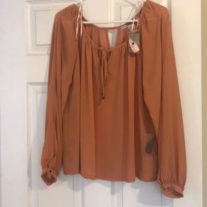 Flowy tie neck blouse